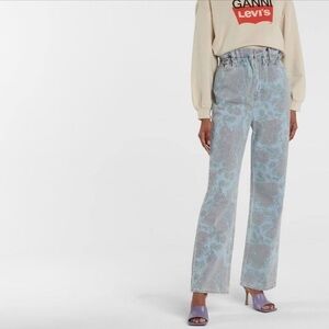 Levi x Ganni- Vintage Wide Leg Floral Light Wash Denim Jeans